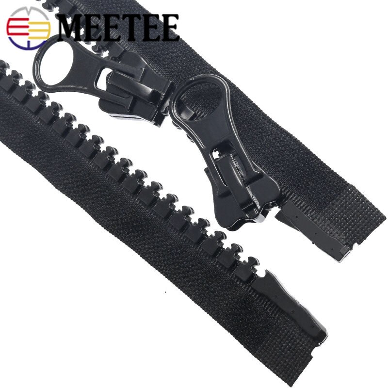 Cremallera Extra grande de resina de 20 ° 70/90/100/150/200cm, cremalleras para costura doble deslizante de extremo abierto, accesorios para chaqueta y abrigo, 1 unidad, DIY