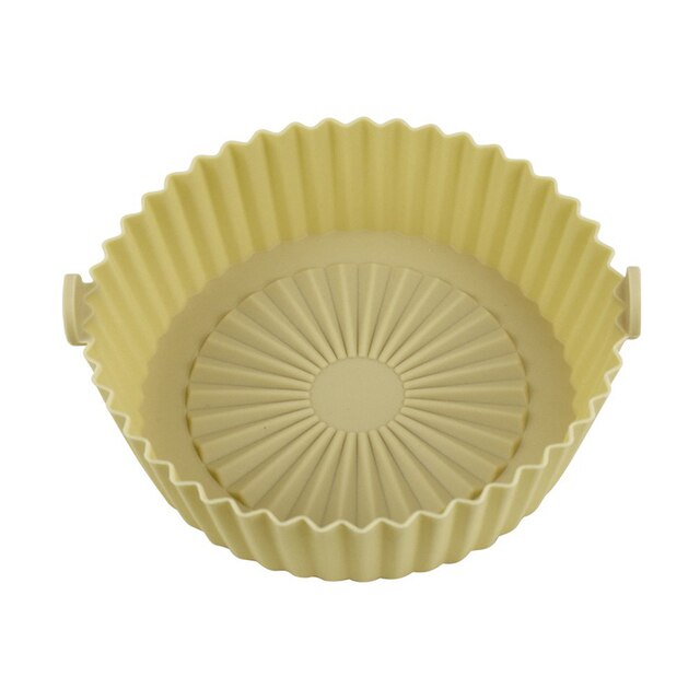 Silicone Pot For Airfryer Reusable Air Fryer Accessorie Baking Basket Pizza Plate Grill Pot Kitchen Cake Cooking Baking Tool: Yellow
