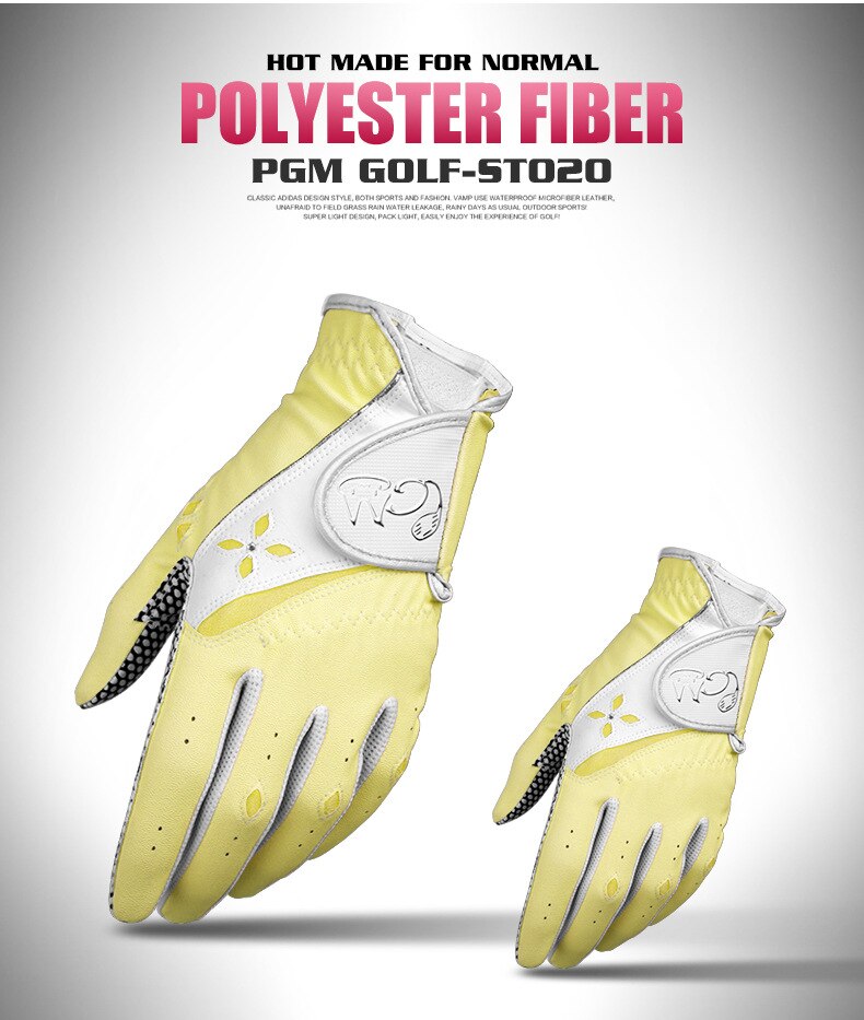 PGM – gants de Golf antidérapants pour femmes, 1 paire, main gauche et main droite, gants de sport de plein air respirants pour dames: YELLOW / 20