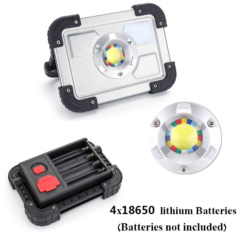 LED Reflector 20w USB charging Floodlight LED Spotlight 18650 Rechargeable Battery Powered Portable Led searchlight camping