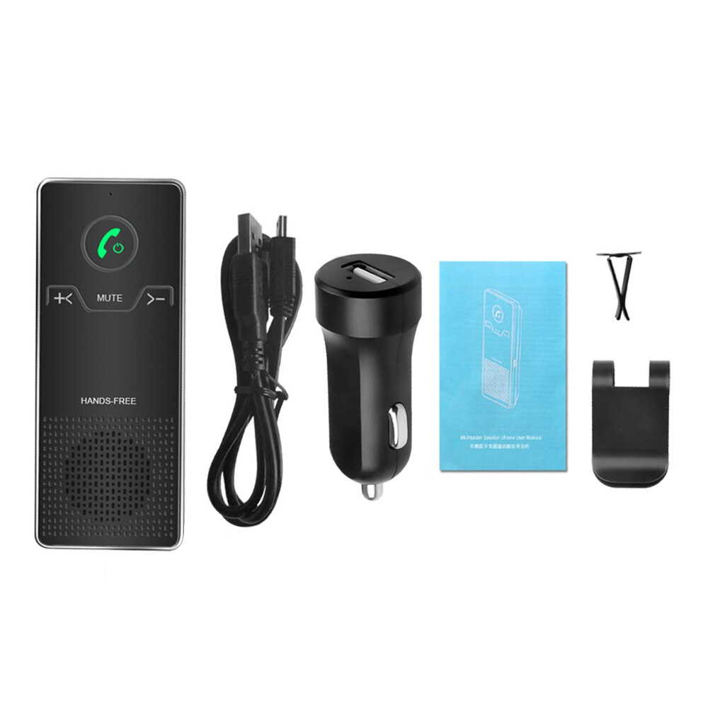 Handsfree Bluetooth 4.0 Car Kit Stereo Sun Visor Speaker Auto Wireless Speakerphone Car kit Mp3 Player With Magnet Air Vent Clip: Default Title