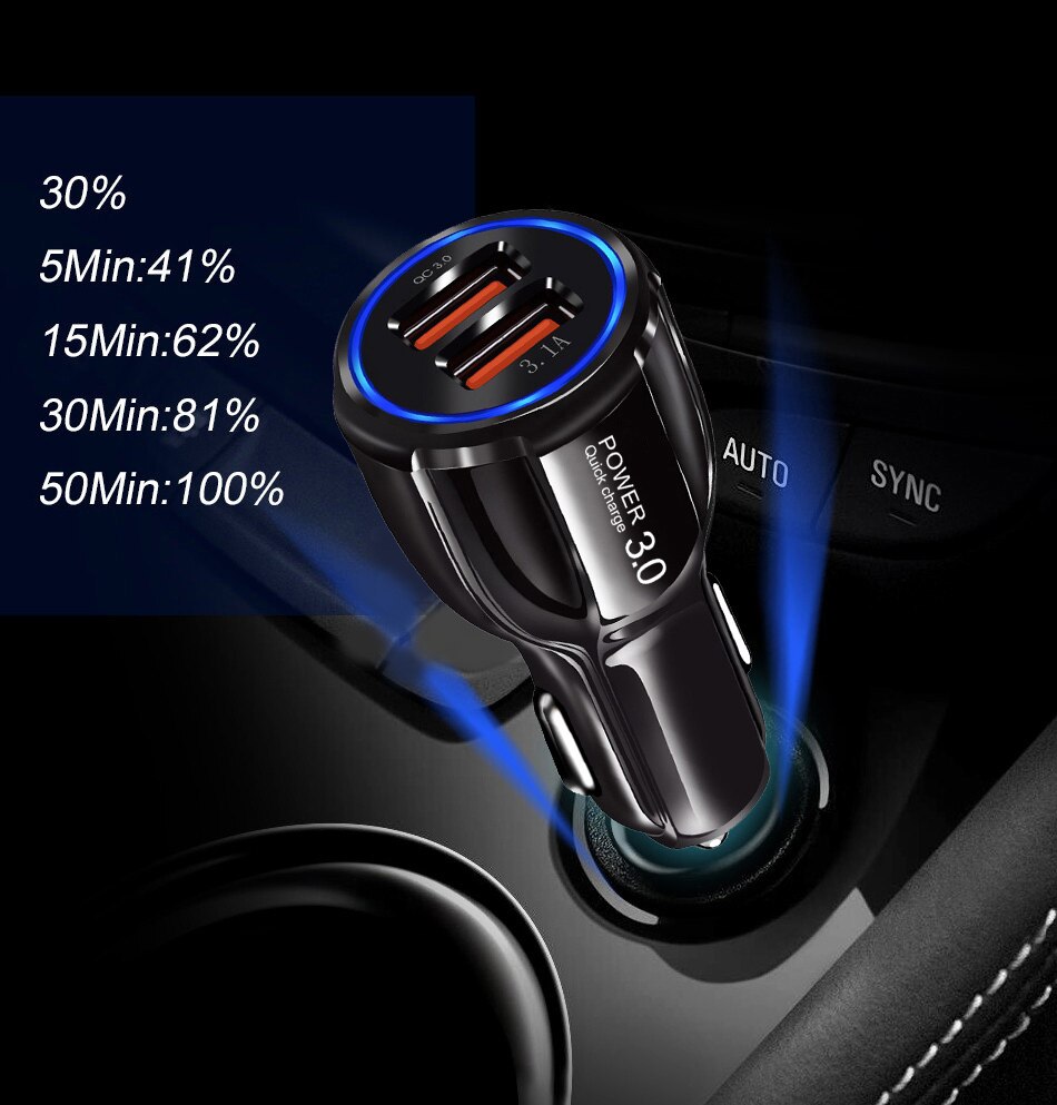 Quick Charge 3.0 USB Car Charger For Samsung S10 iPhone X Xs Huawei Xiaomi Fast Charging Mobile Phone Car Phone Charger