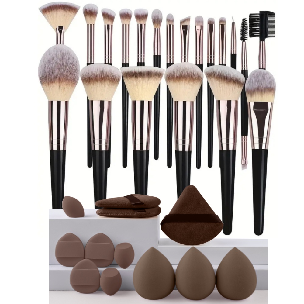 3-20PCS Makeup Brushes Set Fluffy Eyeshadow Foundation Concealer Blush Highlighter Female Cosmetics Beauty Tools Storage box: black