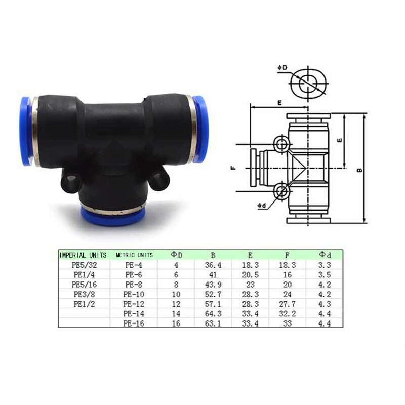 Urijk 1pcs Tube Fitting Plastic Push To Connect Fittings Tube Tee Connect Push Fit Fittings Pipe Tube Fittings