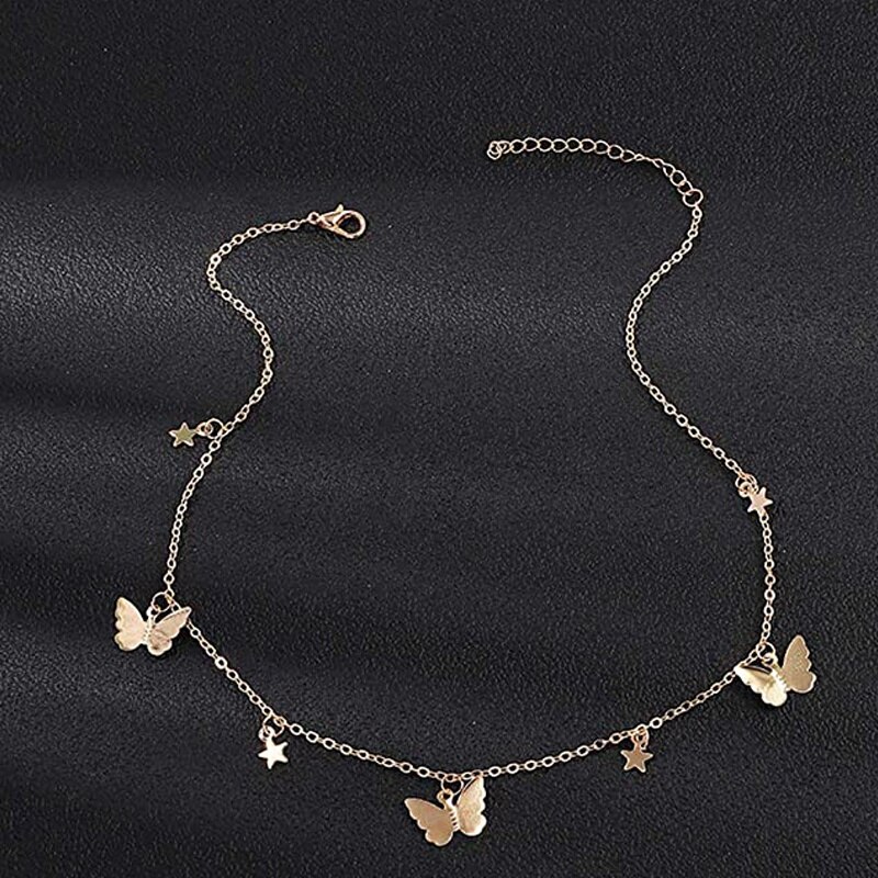 Women's Personality Pendant Butterfly Star Necklace Romantic Chain Necklace Girl Teen Friends Friends