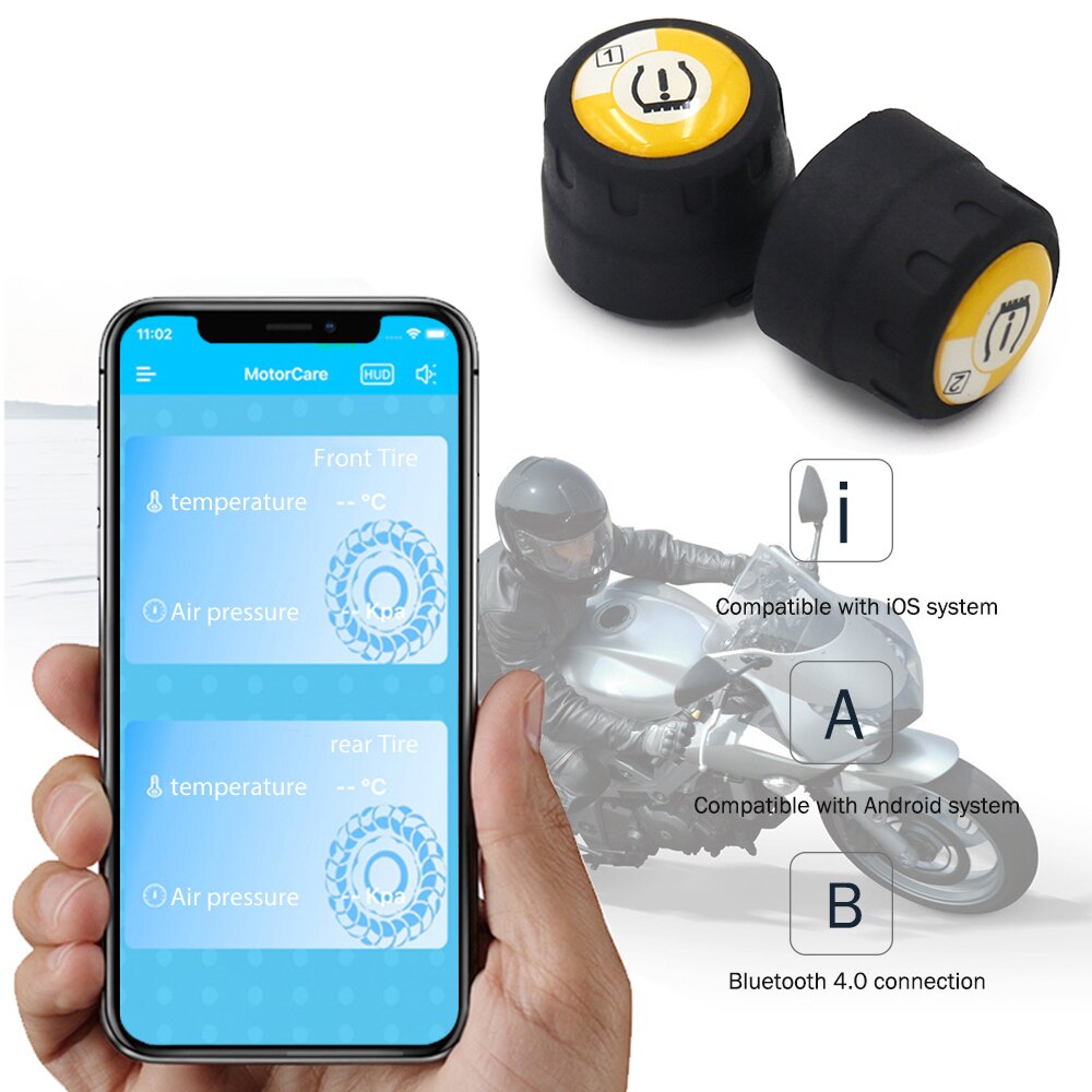 LUCKDANO Motorrad TPMS – Reifendruck-Überwachungssystem Mit 2 Sensoren, Echtzeit-Daten Für Druck & Temperatur, Wasserfest IP5K4K
