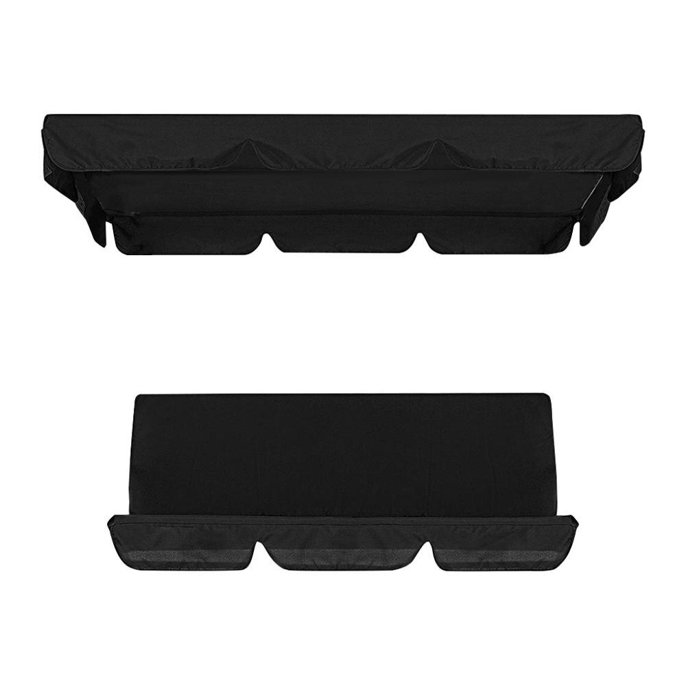 2 stuks/set stevige tuinstoelen patio schommel stoelhoes universele luifelbeschermer waterdicht zonwerend voor 3- zits zonnescherm: Zwart