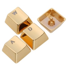 Metal translucent keycaps Mechanical keyboard metal keycaps WASD, arrow keys Golden translucent keycaps