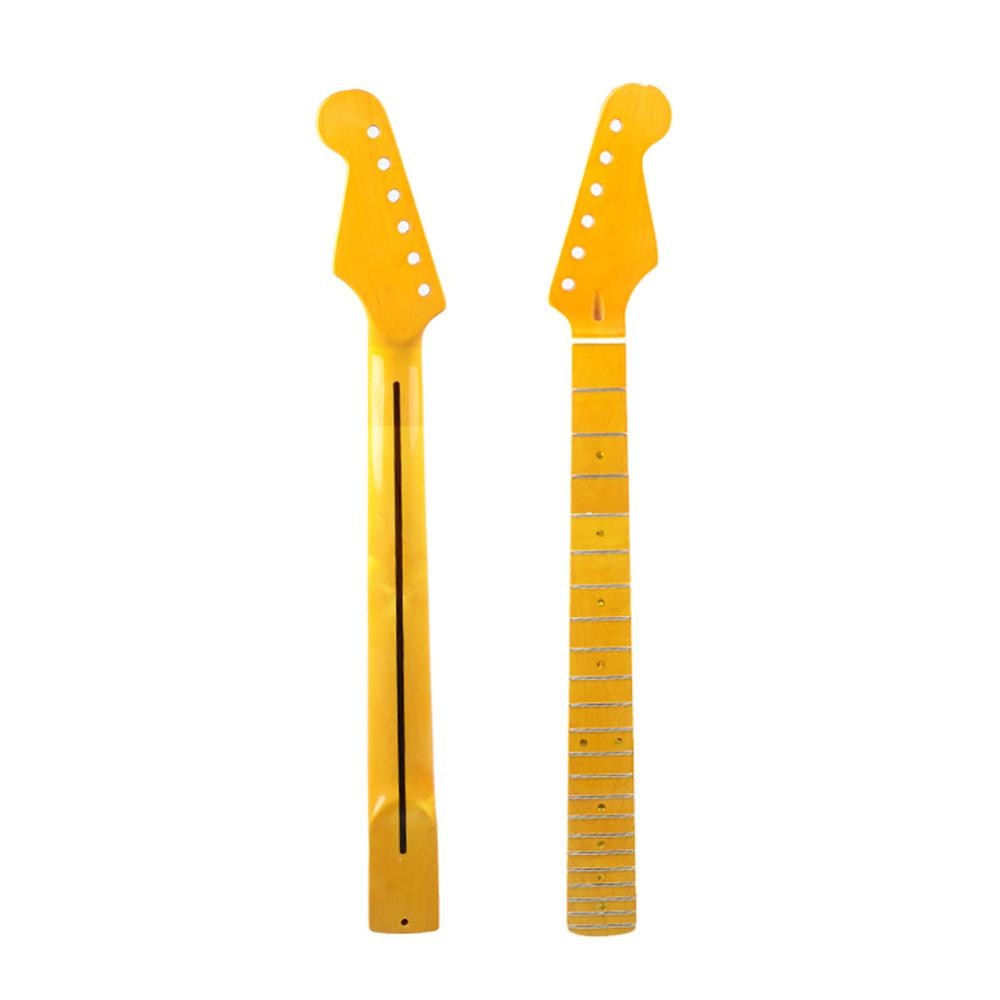 22 fret gul / træ farve glans ahorn guitar nakke ahorn gribebræt med prik til st fd elektrisk guitar udskiftning
