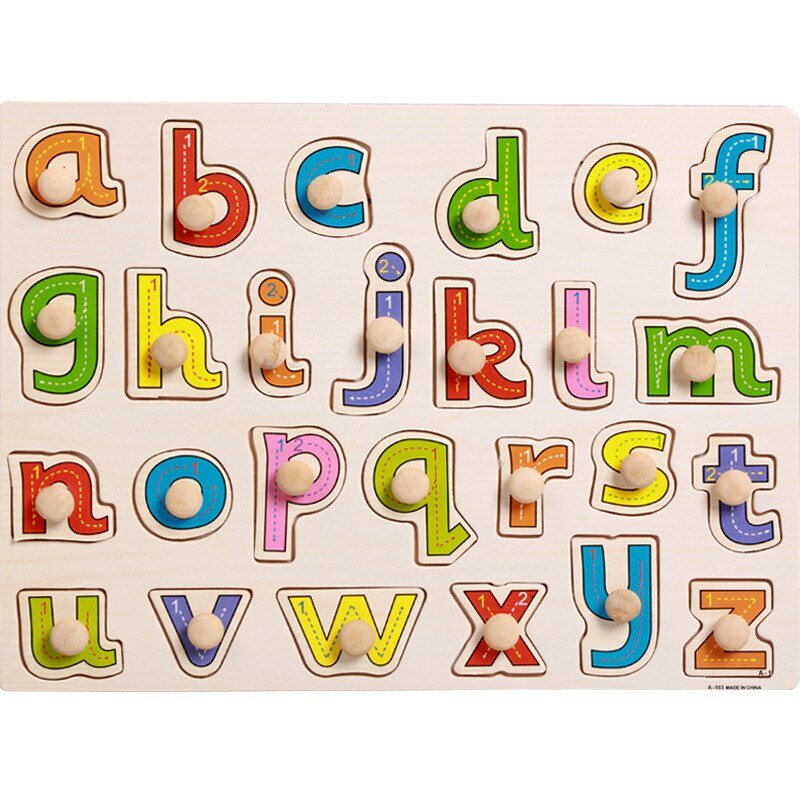 Wooden Puzzle Baby Kids Toddler Jigsaw English Alphabet Letters Animal DIY Learning Toys Children Birthday Christmas: 02 lettersA