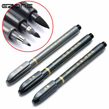 Ezone 3 Stks/set Chinese Kalligrafie Pen Zwarte Inkt S/M/L Reguliere Script Set Zachte Haar Schrijven Pen tekening Tool Supply