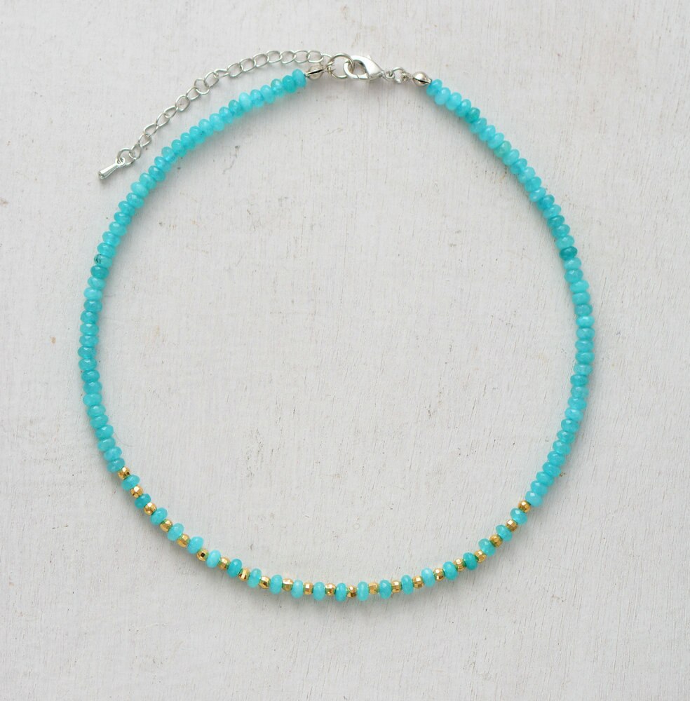 Women Choker Semi Precious Stone Gold Beads Choker Necklace Womens Simple Collar Necklace Neck Choker Bohemia Jewelry