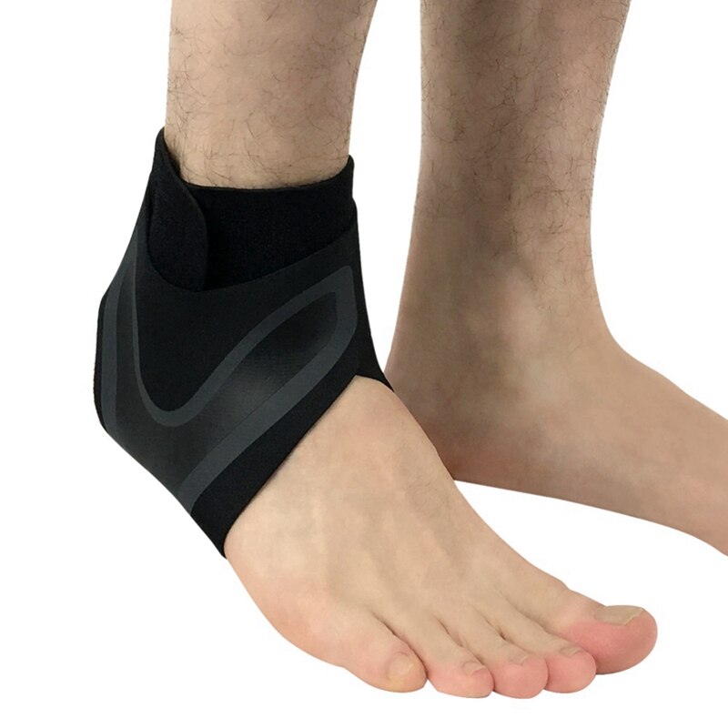 Tornozelo cinta respirável fibra de poliéster para treino entorses homens mulheres compressão tornozelo suporte esportes segurança: Right Black / S