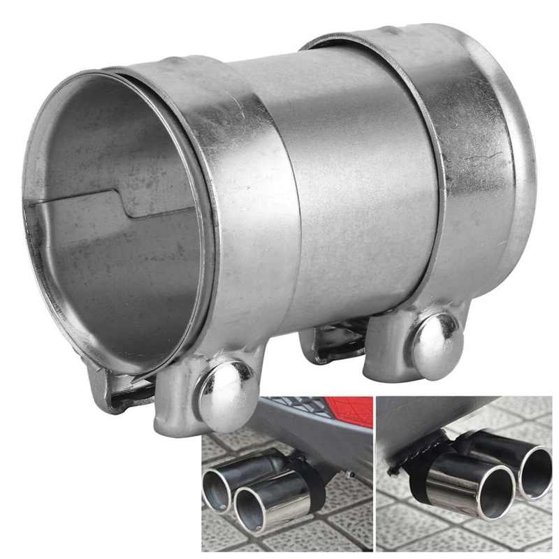 3in 76mm Exhaust Pipe Connector Double Clamp Joiner Stainless Steel Sleeve Universal Tube Repair Accessories