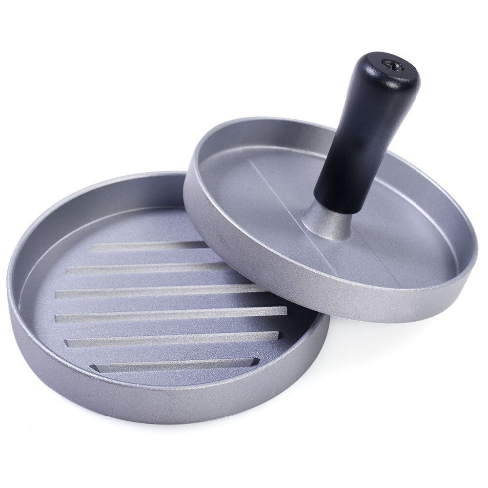 Rund form hamburgerpress aluminiumlegering gör-det-själv handmanövrera hamburgare kött nötkött grill hamburgerpress biffmaskin form köksredskap