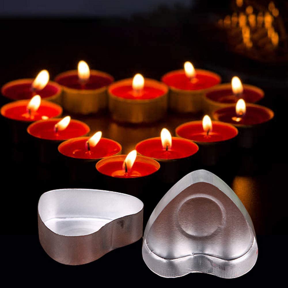 100 sztuk w kształcie serca puste aluminiowe świeczki Tealight woskowe puszki słoiki pojemniki formy uchwyty robić Diy świeca zrobienie 20X20Mm