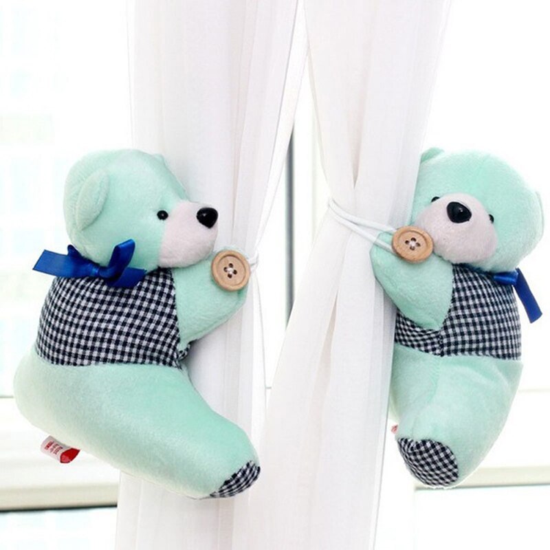Soporte de cortina de oso de dibujos animados bonitos en 3 colores, hebilla de cortina para dormitorio infantil, sujeción de gancho trasero, abrazadera de hebilla 1 ud.