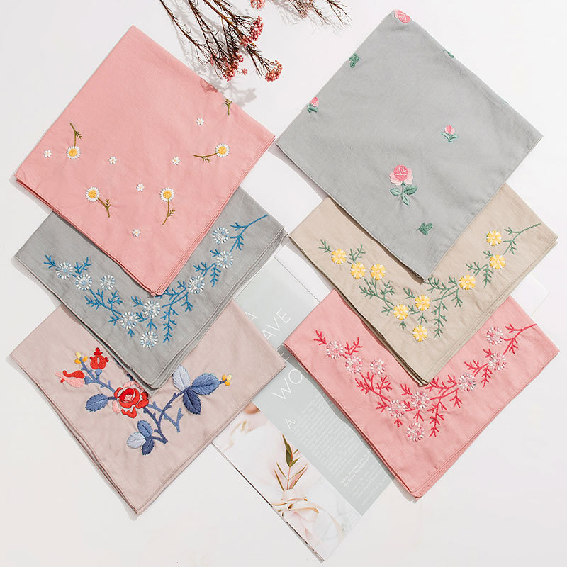 Handkerchief Embroidery Kit Needlework Flower Cross Stitch Set DIY Handwork Swing Handmade Craft Unfinished