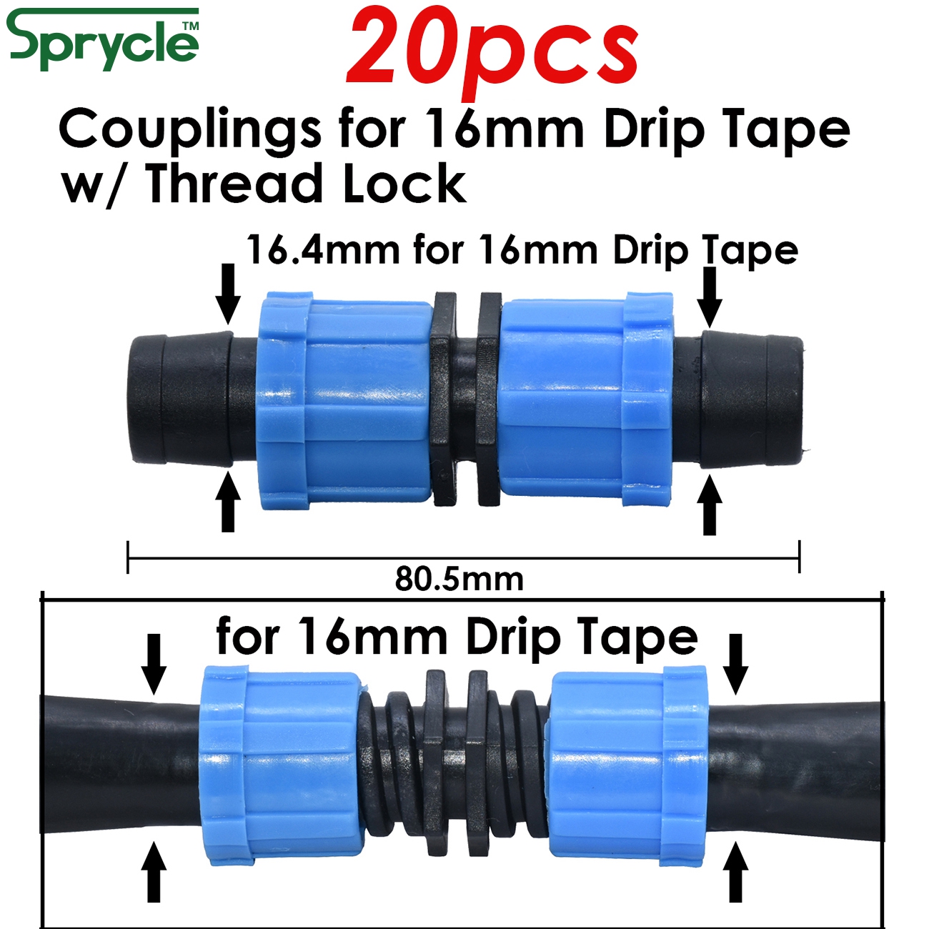 16mm 5/8&#39;&#39; Irrigation Drip Tape Coupling Shut-Off Valve Elbow Tee End Plug Thread Lock Connector Garden Watering Hose Pipe Joint: SPL11-KIT34-20PCS