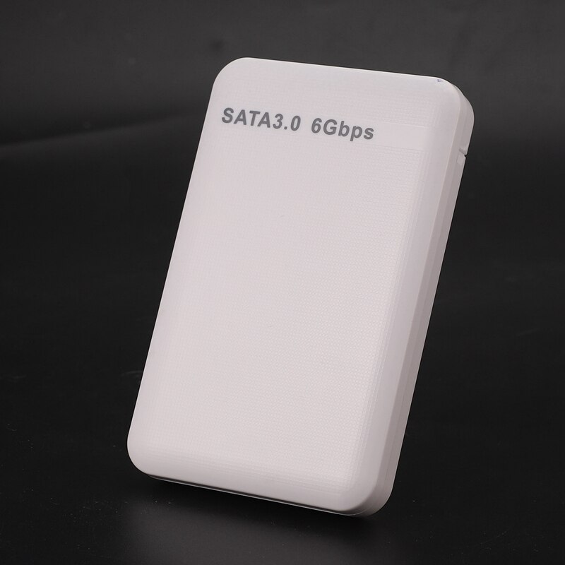 2,5 pulgadas USB3.0 SATA 3,0 unidad de disco duro HDD caja carcasa de disco duro externo portátil herramienta 6Gbps soporte protocolo 3TB UASP-blanco