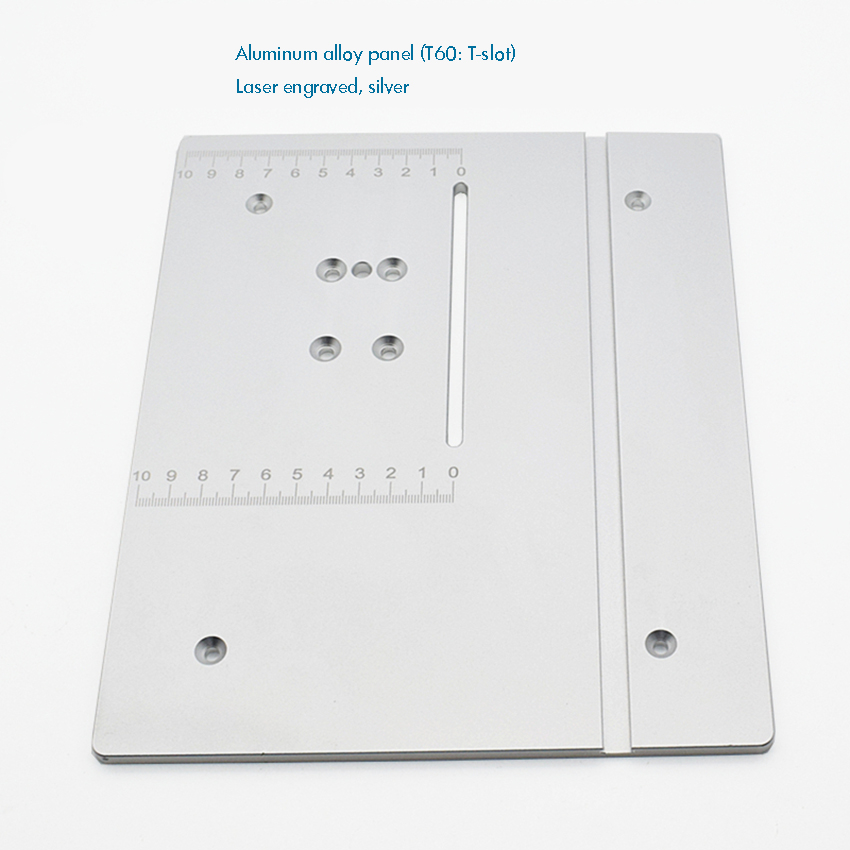 T60 aluminiumsfræserbordindsatsplade , 245 x 200 x 6mm,  fremstillet af aluminiumslegering, holdbar, til bordsav træbearbejdningsbord