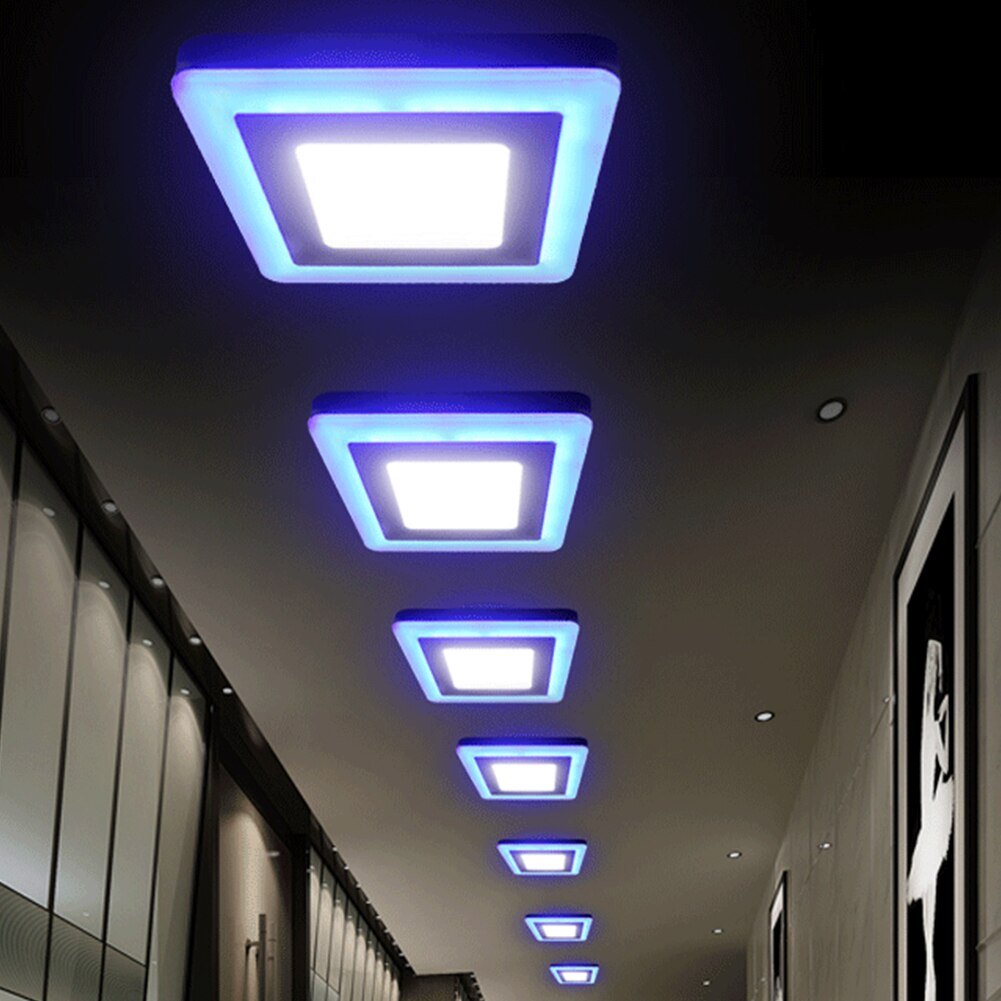 Firkantet dobbelt farve led panel lampe overflade loft væg stuer lys 85-265v metal+akryl kontor aluminium skal spisestue