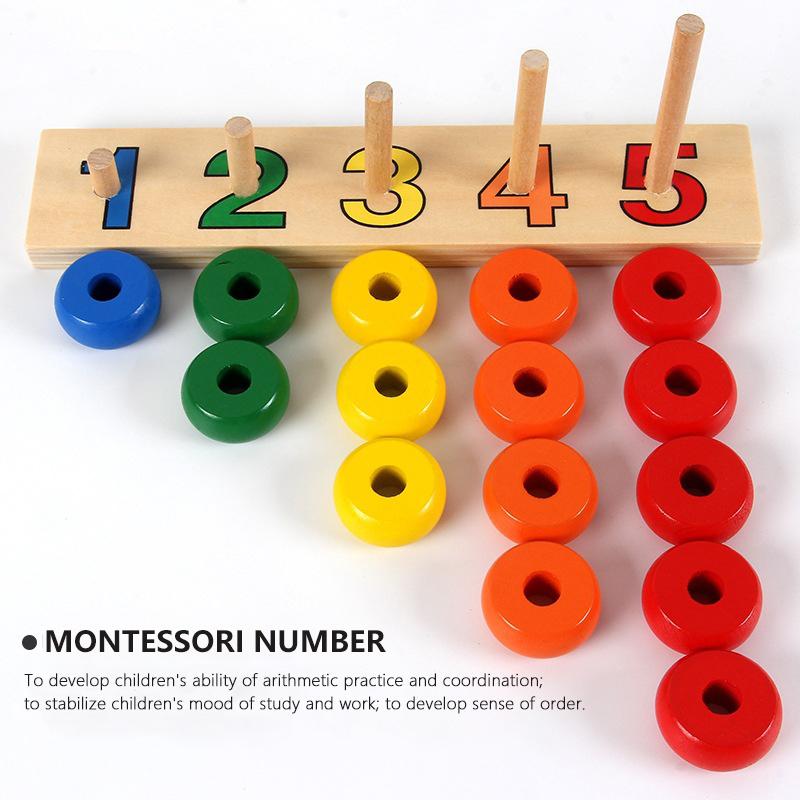 Montessori geometry set tower educazione precoce supporti didattici set di colori di blocchi di colonne giocattoli di illuminazione geometrica in legno