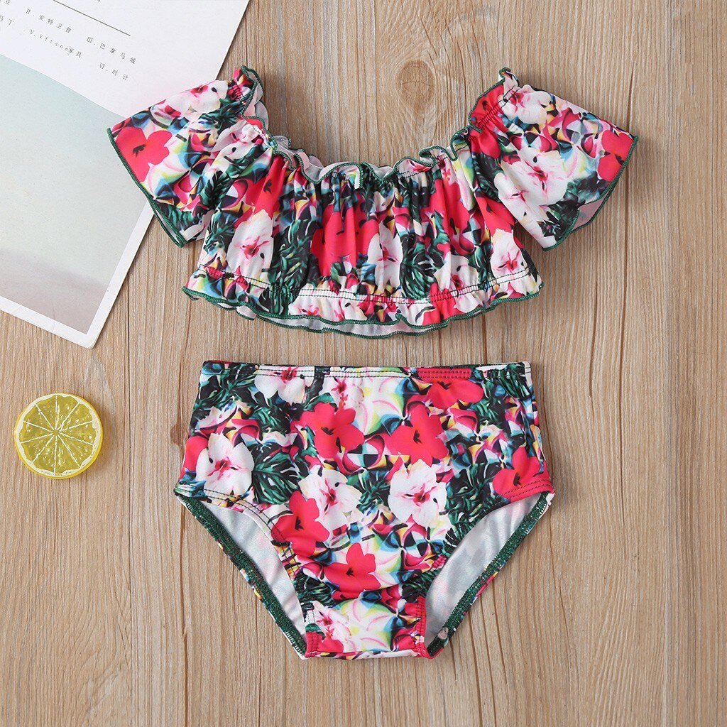 Vintage Floral Swimsuit Baby Girls Summer Short Sl... – Vicedeal