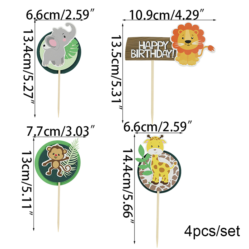 Décoration de gâteau animaux Safari, forêt renard Lion zèbre, décoration de Cupcake pour enfants, outils de décoration de gâteau pour fête de 1er anniversaire: GRIS FONCÉ