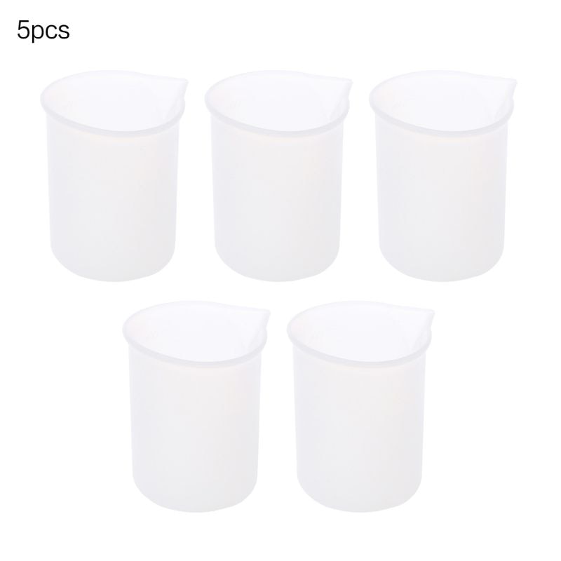 5-Piece Silicone Mixing Cups - 100ml Epoxy Resin Molds with Scale - Non-Stick DIY Craft Tool