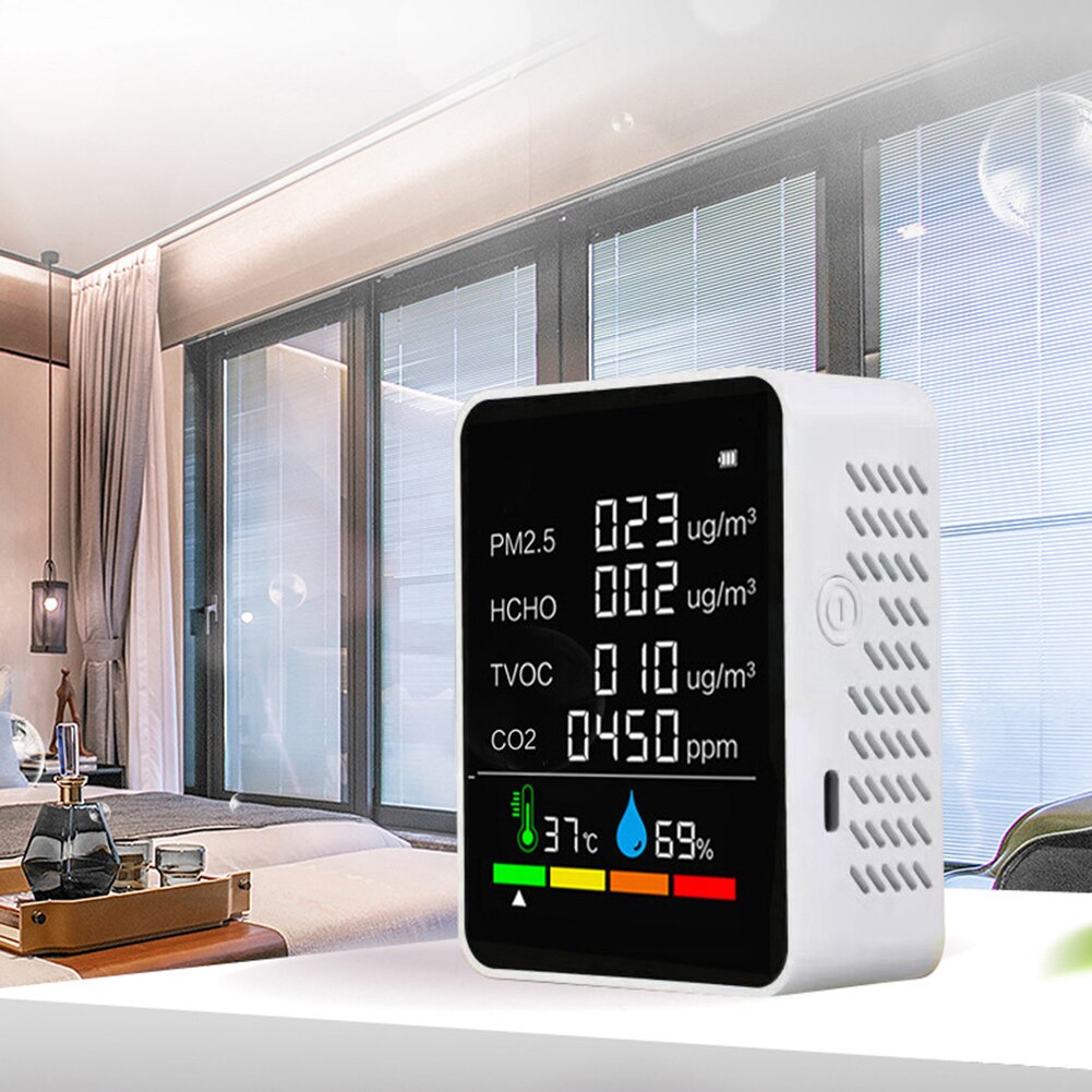 Digital CO2 Meter Temperature Humidity Carbon Dioxide TVOC HCHO PM2.5 Detector Air Analyzer Monitor Instrument
