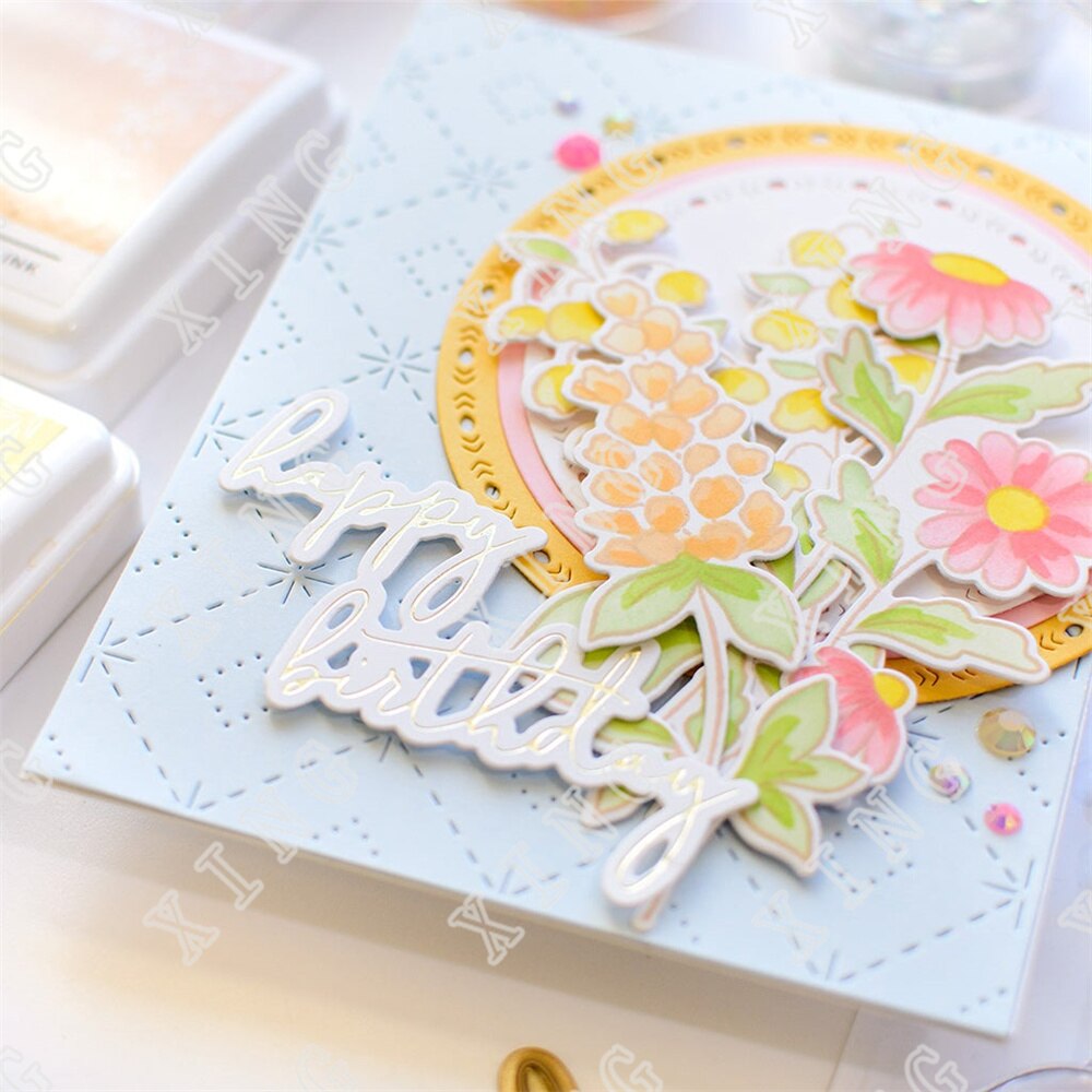 2022 Fancy Script Words Metal Cutting Foil Stencils Set Handmade Diy Scrapbooking Greeting Card Decoration