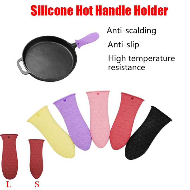 1Pcs Siliconen Handvat Pannenlap Voor Gietijzeren Koekenpannen Pannen Grip Mouw Cover Potten Pannen Handvat Onderdelen