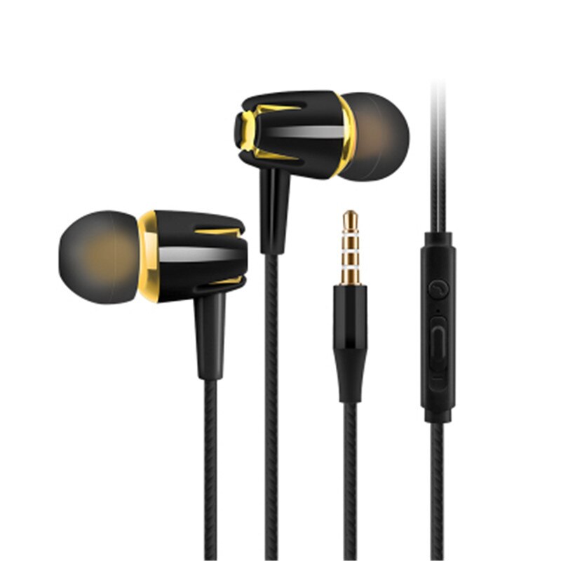 3,5mm verdrahtet Kopfhörer Mit Subwoofer Earbuds Verstellbaren Volumen Kopfhörer Musik Sport Spielen Headset Mit mic Für Xiaomi IPhone: Schwarz Gold
