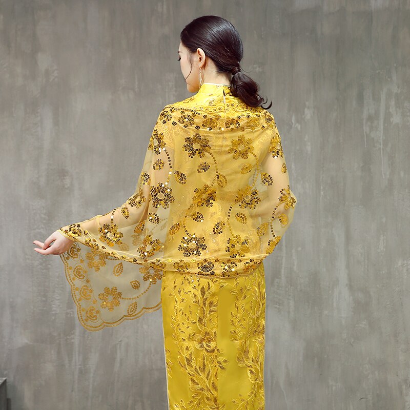 Pailletter bolero kvinder scalf sommer efterår kapper til aften fest kjoler