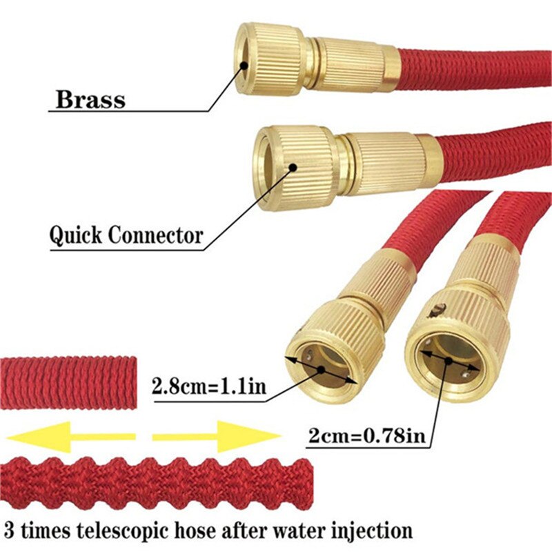 25ft-100ft Garden Watering Hose Retractable flexible Rubber Garden Hose High Pressure Car Wash Hose Garden Watering Supplies