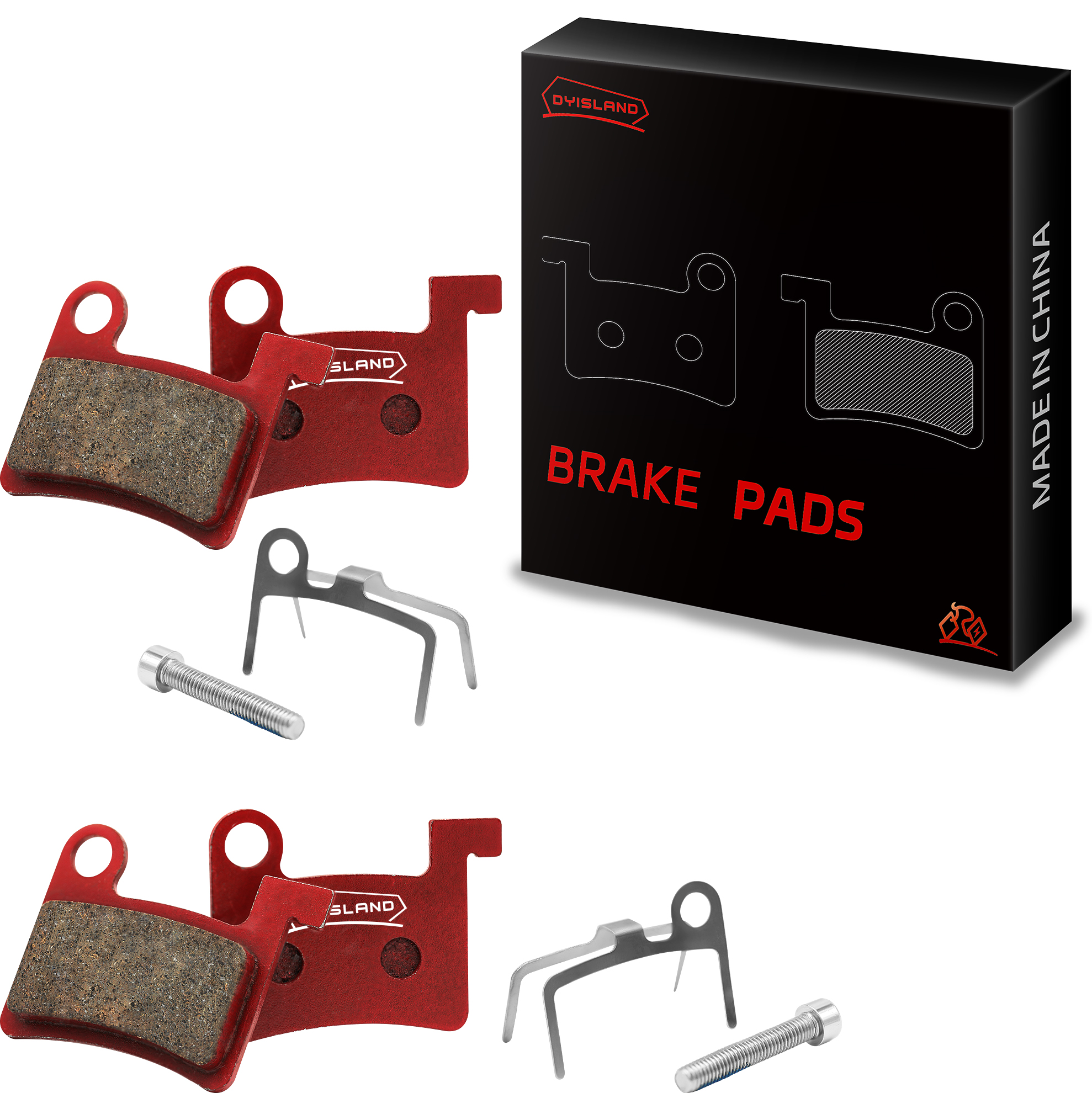 DYISLAND 2 pares de pastilhas de freio a disco de bicicleta elétrica de metal sinterizado ou semi metálico MT600, para pastilha de freio DYISLAND LD-200PLUS LD4X-600 LD4X-300: Branco