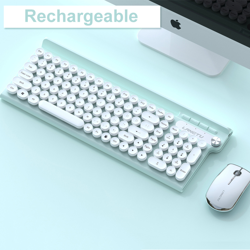 Rechargeable Wireless Gaming Keyboard Mouse Set For Macbook Xiaomi PC Gamer 2.4G Wireless Keyboard Gamer Mouse Computer Keyboard: Green