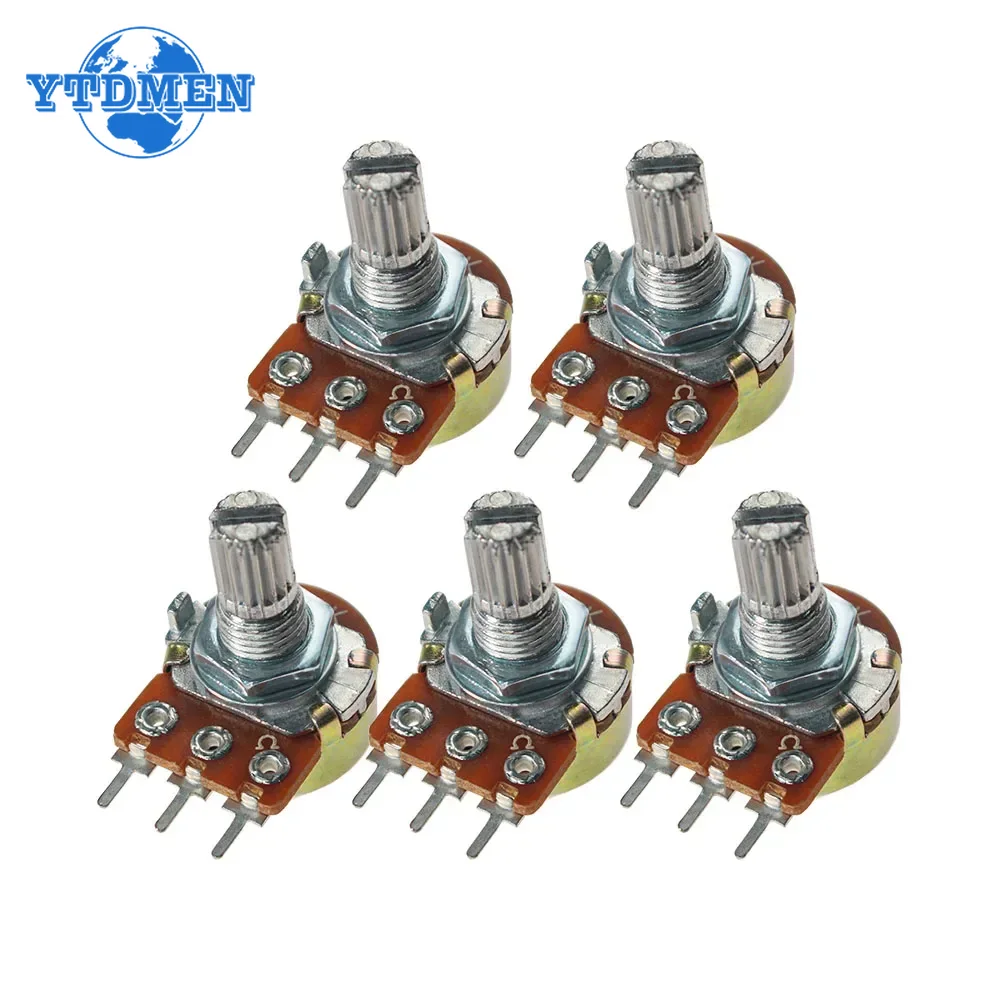 Potenciômetro linear wh148 15mm 3 pinos com porcas e arruelas wh148 b1k b2k b5k b10k b20k b50k b100k b250k b500k b1m com 10 tamanhos