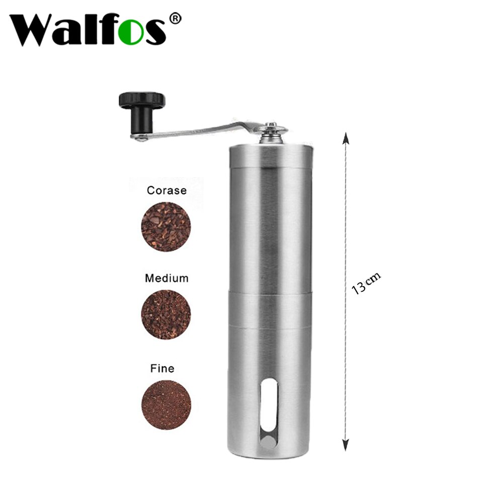 Silver Coffee Grinder Mini Stainless Steel Hand Manual Handmade Coffee Bean Grinders Mill Kitchen Grinding Coffee Making Tools: 13 cm