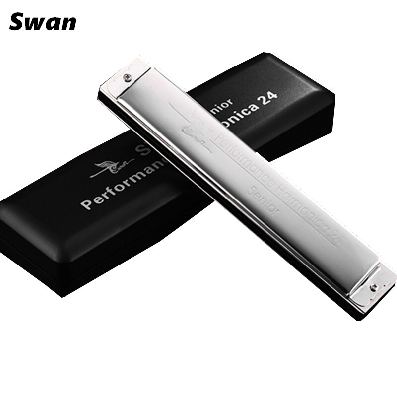 Swan – Harmonica trémolo , 24 trous, argent, C, D, E, F, G, A, B, Instrument de musique, harpe