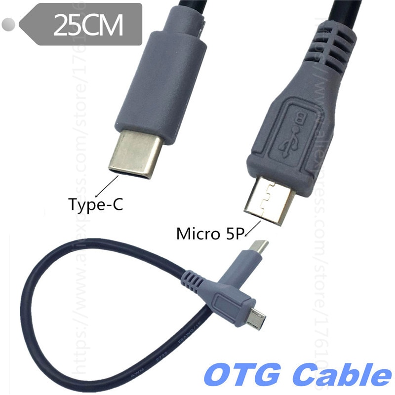 USB 3.1 Type C Male Naar Micro USB 5 Pin B Male Plug Converter OTG Adapter Lead Data Kabel voor mobiele Macbook 25 cm/1 m