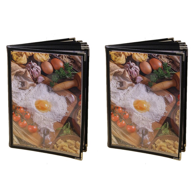 2 Pack Transparent Restaurant Menu Covers for A4 Size Book Style Cafe Bar 8 Pages 16 View