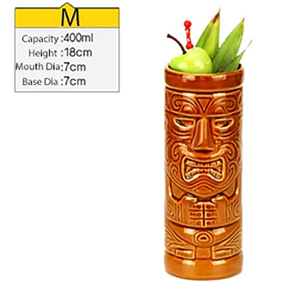 Ceramic Tiki Mug Porcelain Beer Wine Mug Cup Bar Tool ,Exotic Cocktail Glasses, Tiki Bar: DEEP BLUE