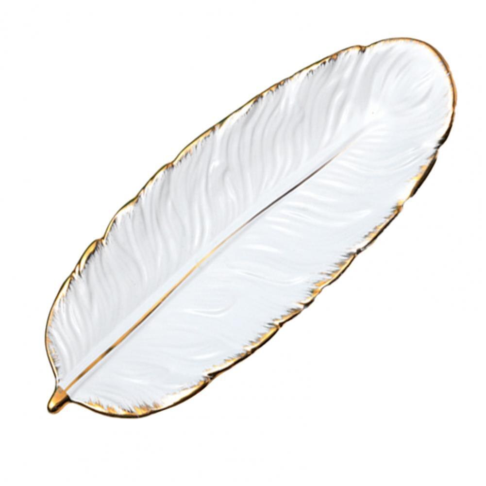 Cooking Plate Attractive Long Lasting Exquisite Feather Shape Food Plate for Plate Food Plate: White Large