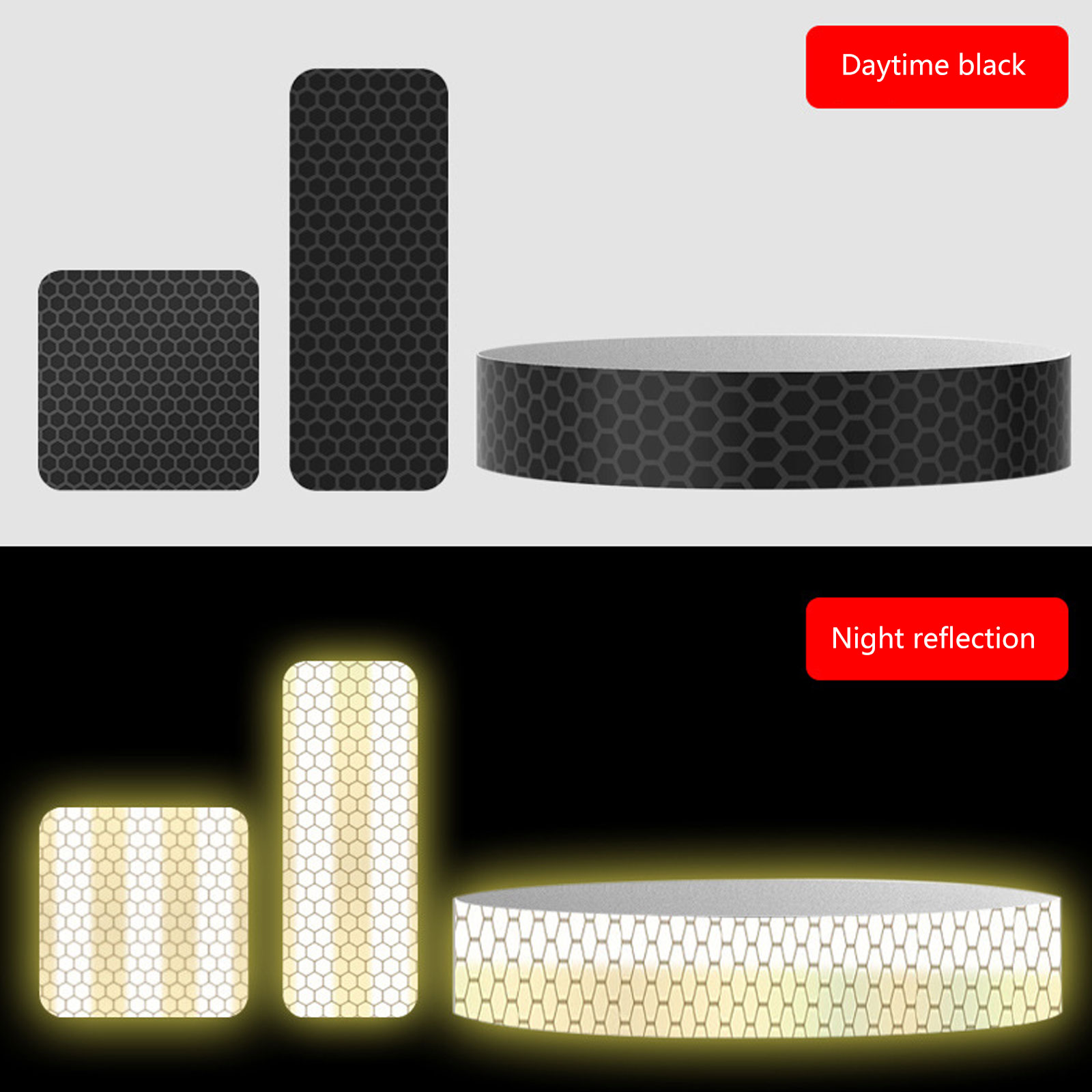 Zwarte reflecterende strips sticker zelfklevende veiligheidsmarkering waarschuwingstape fiets auto motorfiets auto styling anti kras stickers