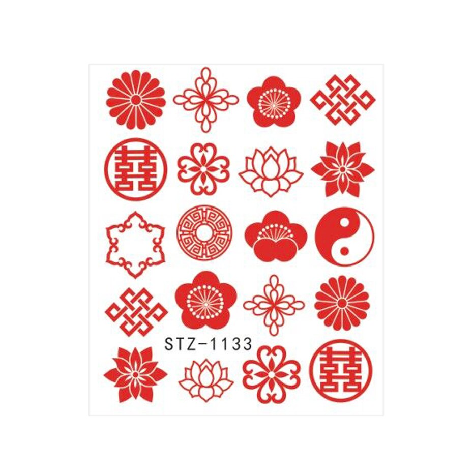 4/2/1pc Chinese Dragon Nail Art Sticker Water Decals Fire Year Character Nails Transfer Foils Manicures Decor BESTZ1130-1137: STZ-1133