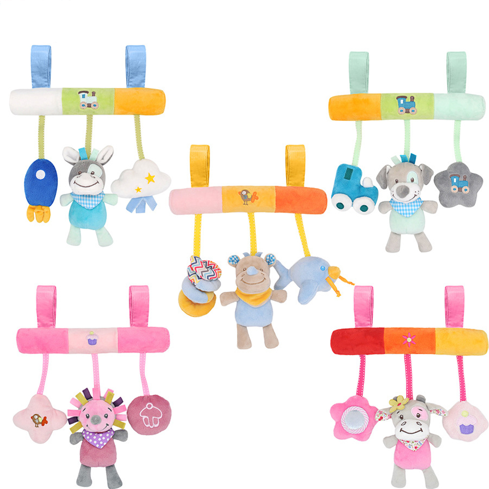 Cartoon Animal Mobile Toddler Comfort Newborn Infant Stroller Musical Bell Cute Rattle Toy Crib Bed Car Hanging Plush
