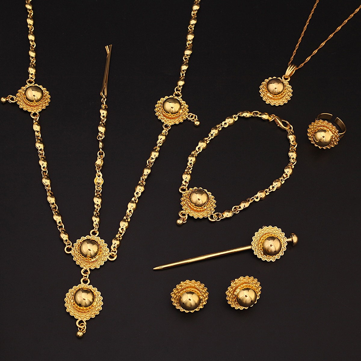 Habesha – ensemble de bijoux de pâques pour femmes, couleur or 24K, Style éthiopien, tendance érythréen