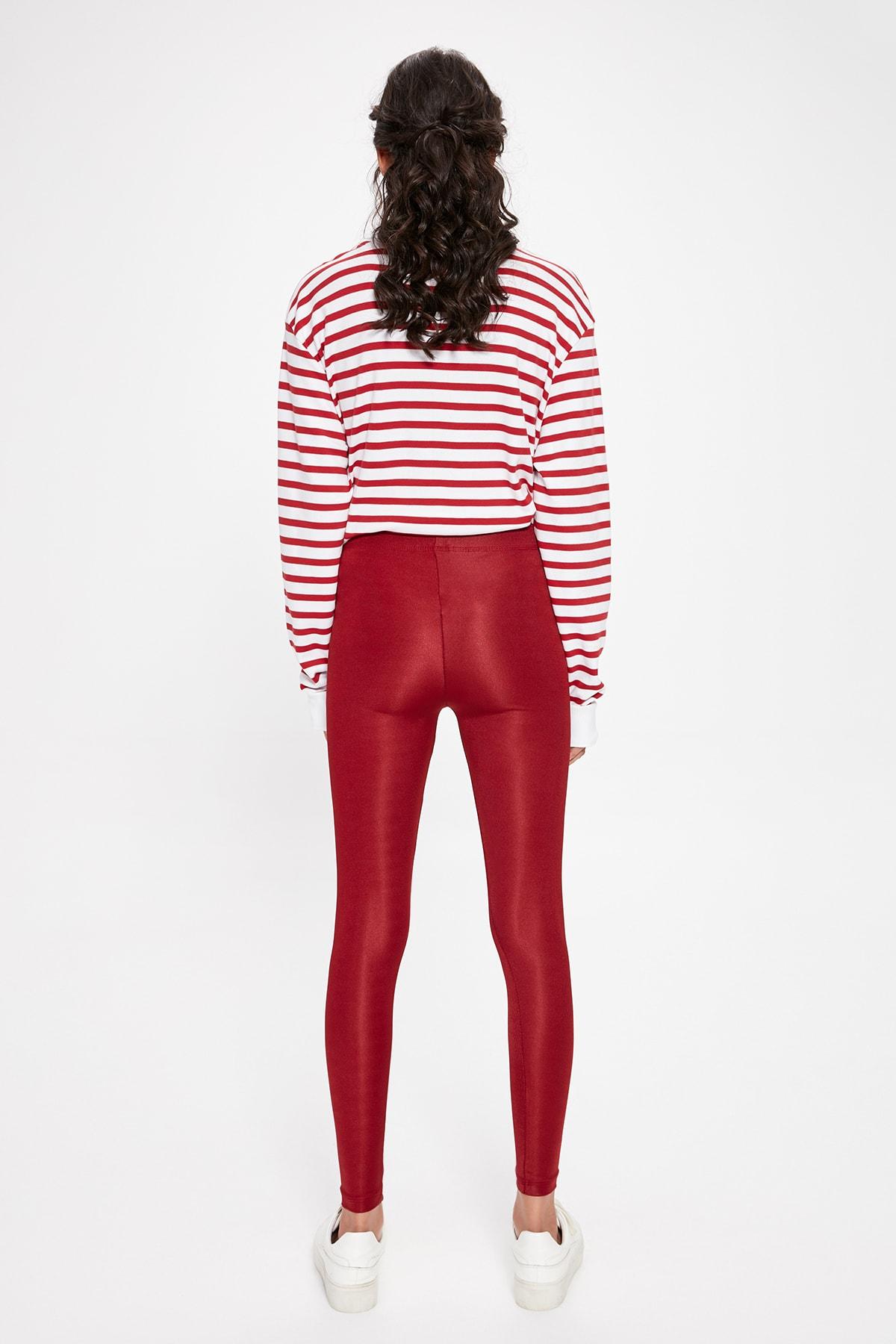 Trendyol Burgundy Shiny Knitted Leggings TWOAW20TA0053